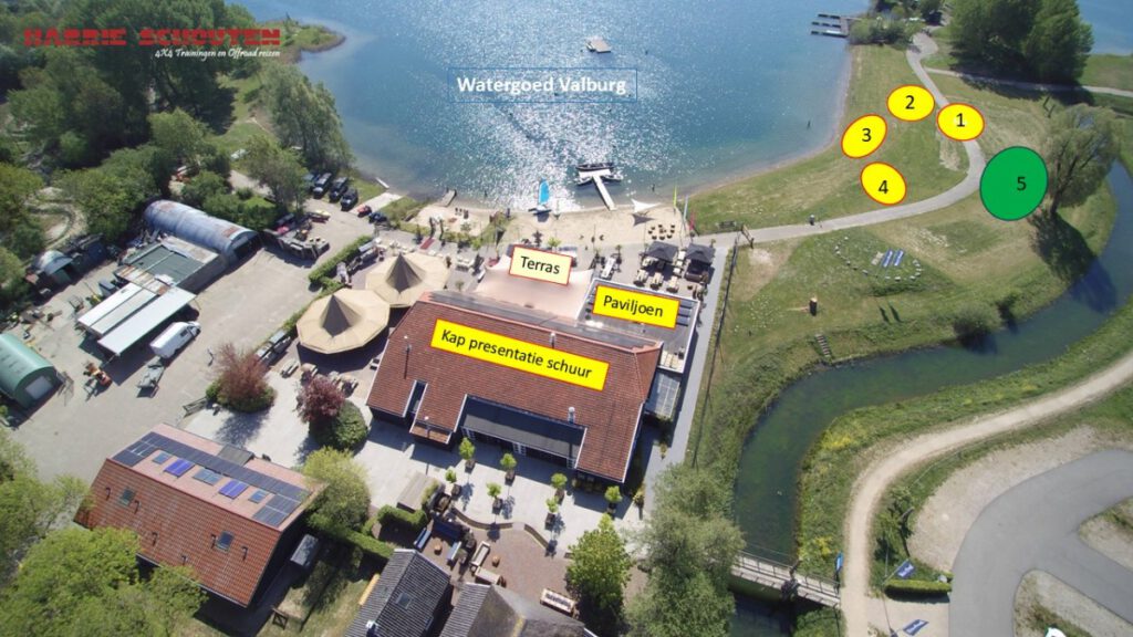 Luchtfoto van Watergoed Valburg met locatie-aanduidingen